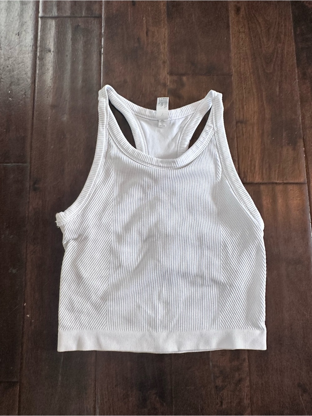 Yogalicious White Ribbed Racerback Tank